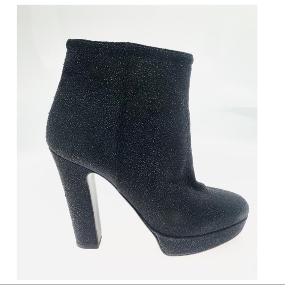 BARNEYS NEW YORK METALLIC BLACK BOOTIES ANKLE - Picture 6 of 7